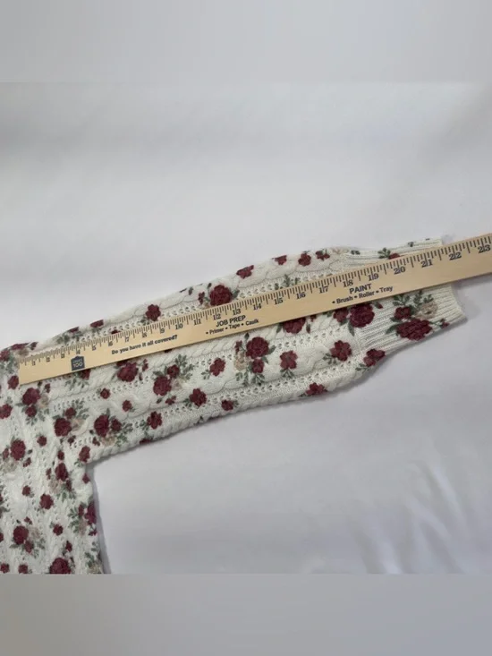 Francesca's Floral Ribbon Tie Cardigan Small Ivory Mauve Cottagecore NWT - Picture 13 of 15